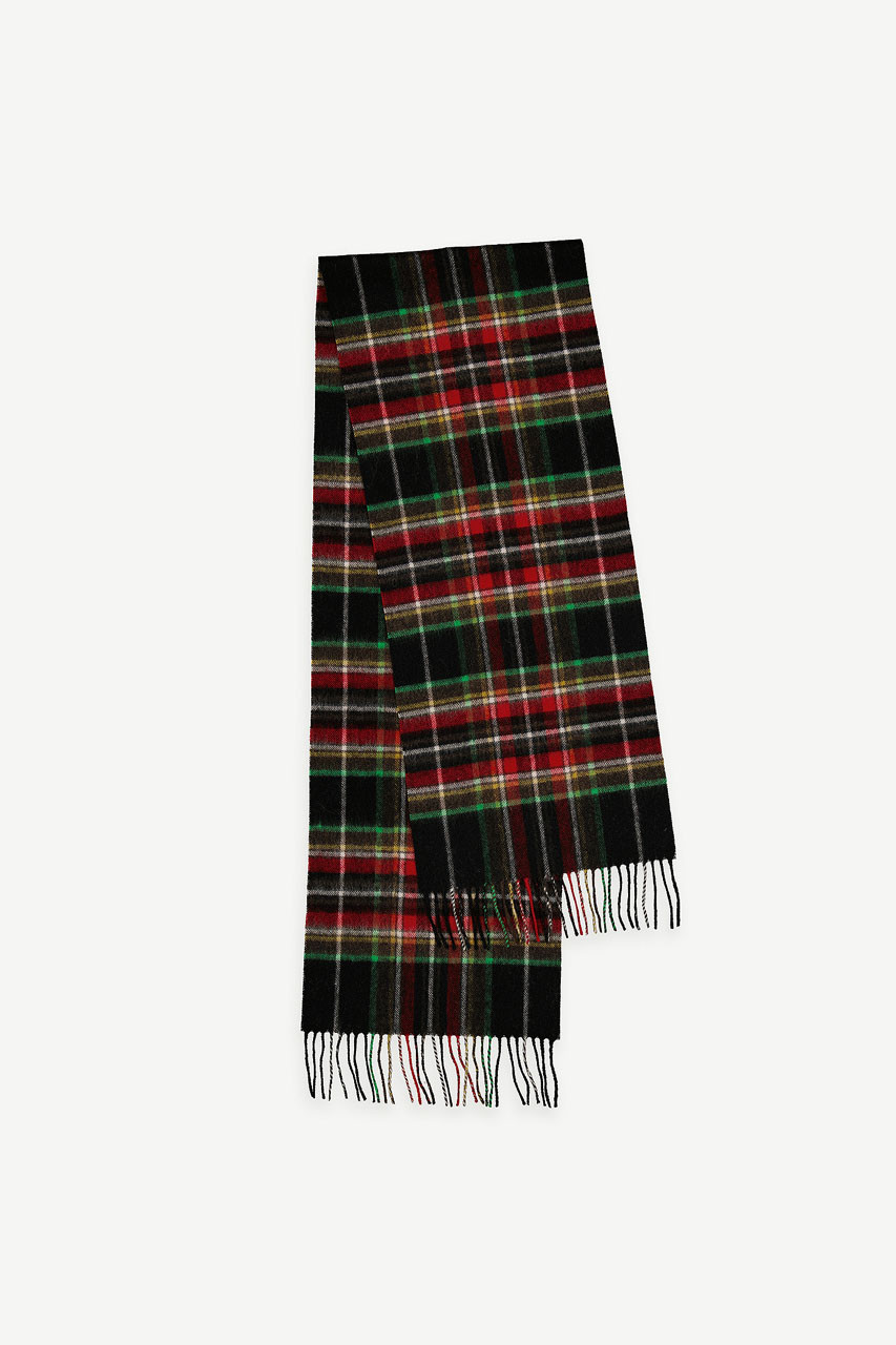 Tartan Check Wool Scarf, Brown