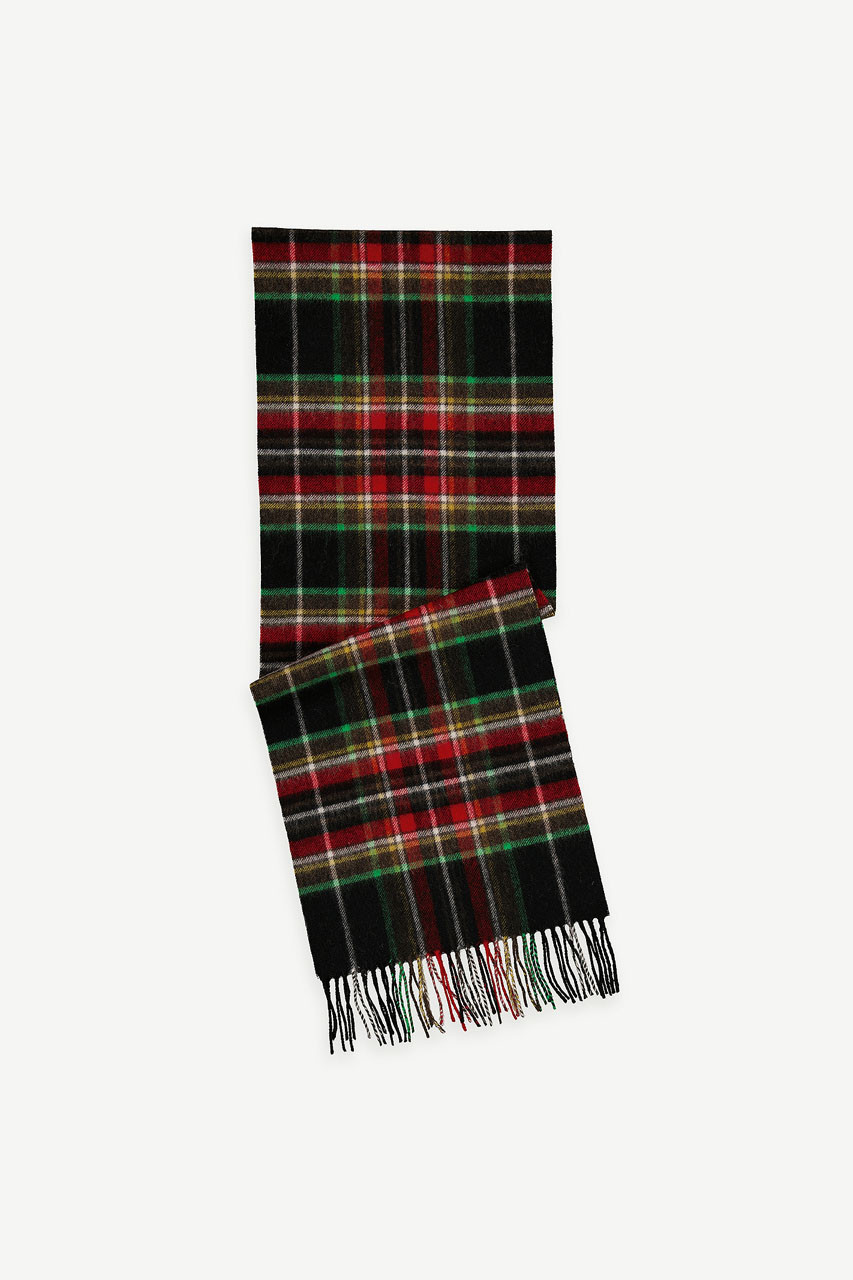 Tartan Check Wool Scarf, Brown