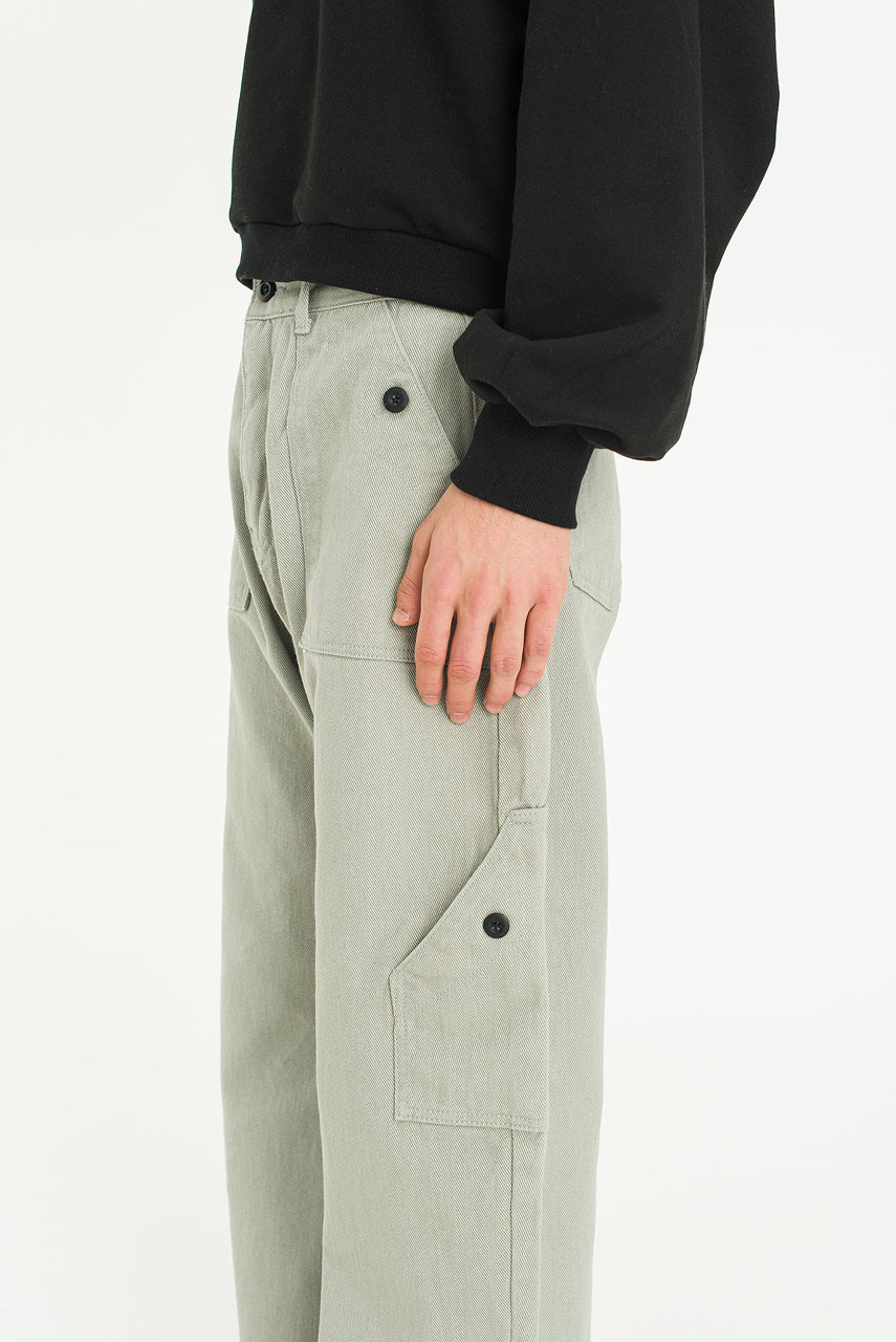 Menswear | Curved Fatigue Pants, Sage Grey