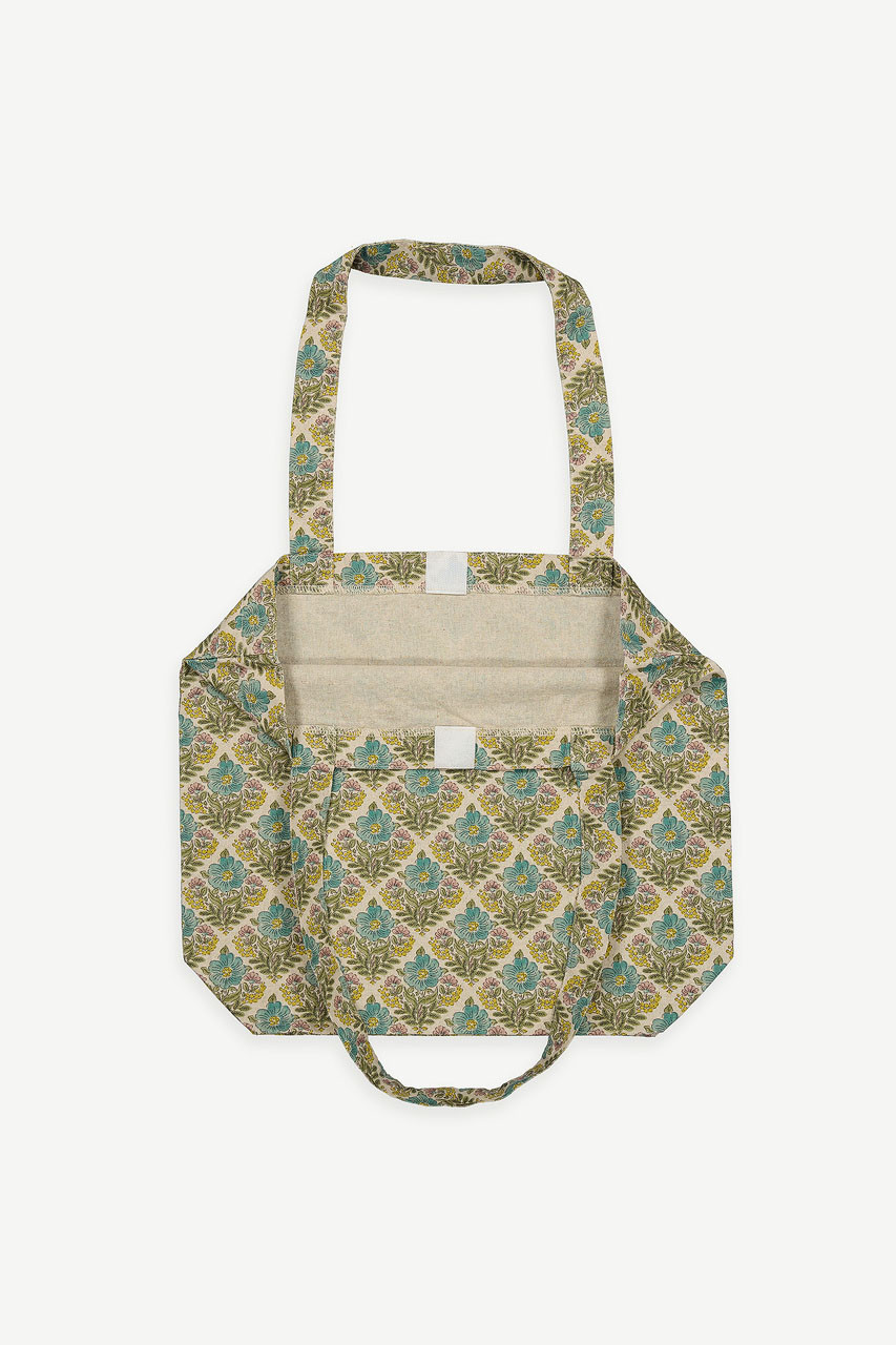 Multi Flower Cotton Bag, Blue