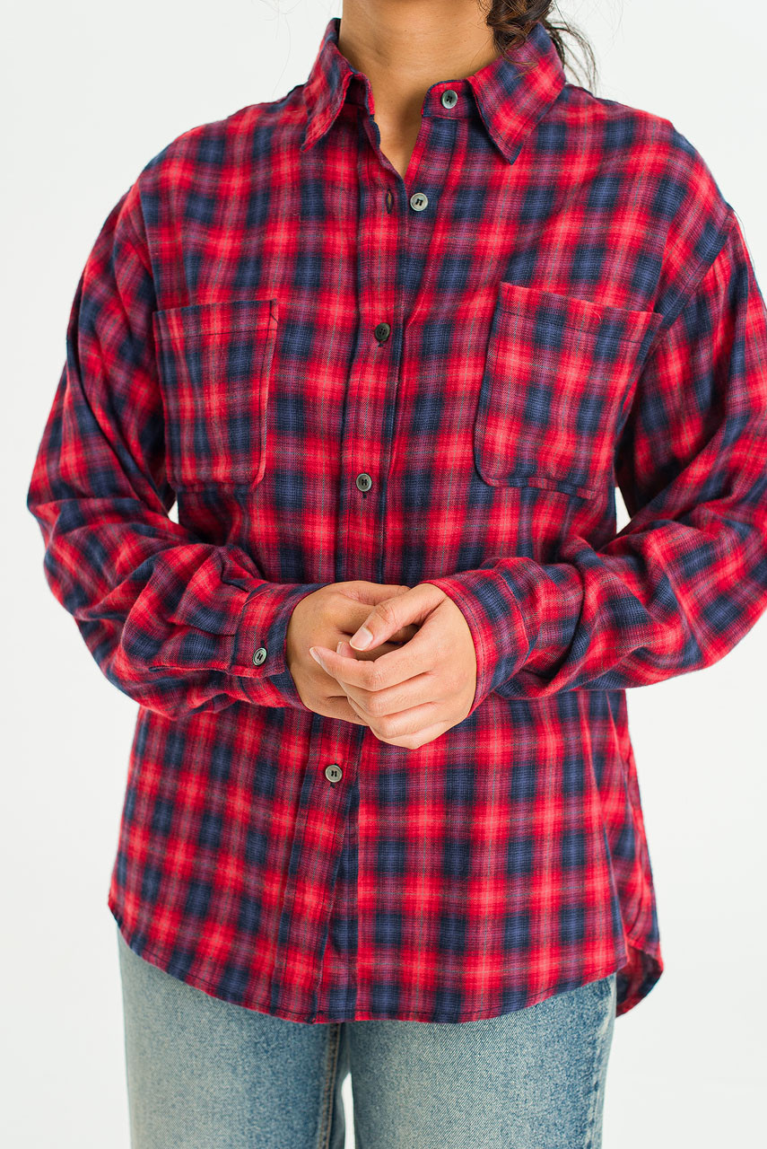 Flora Check Shirt, Red