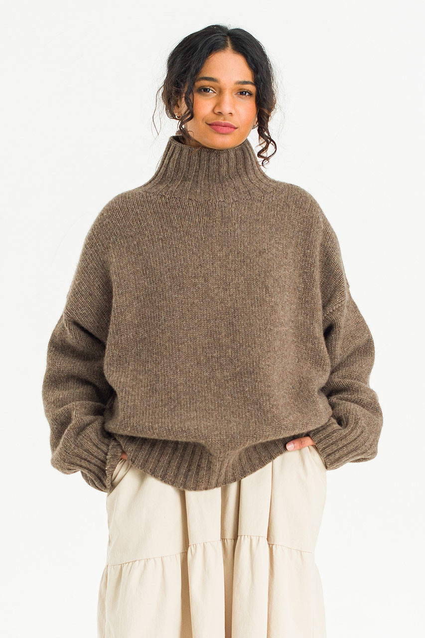 Loose Fit Soft Knit, Brown Melange