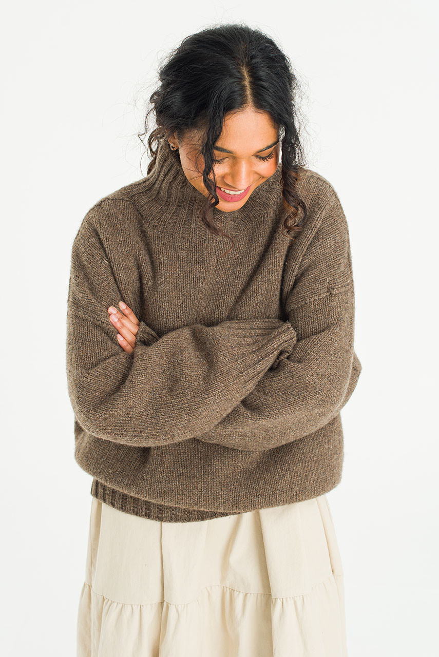 Loose Fit Soft Knit, Brown Melange