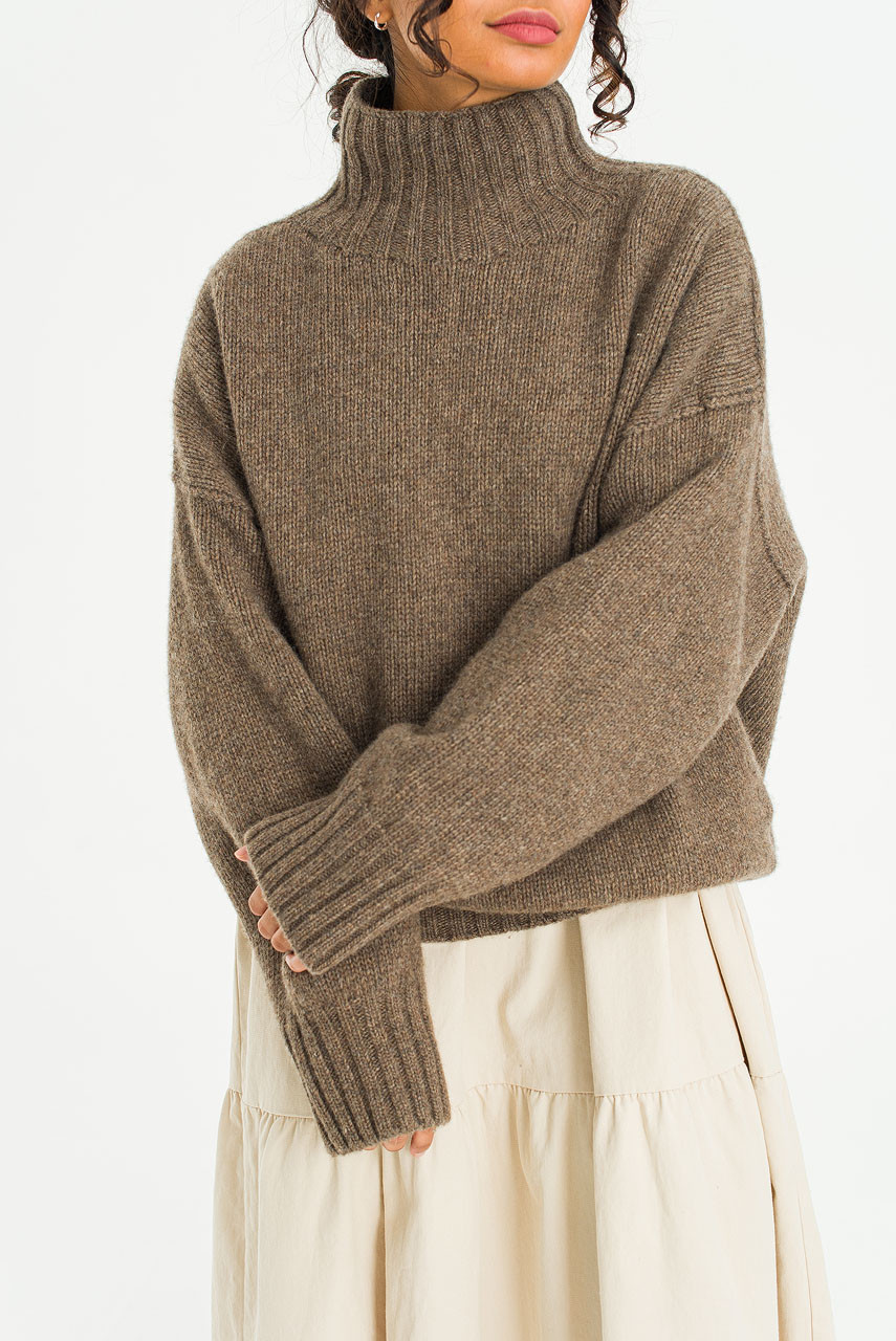 Loose Fit Soft Knit, Brown Melange