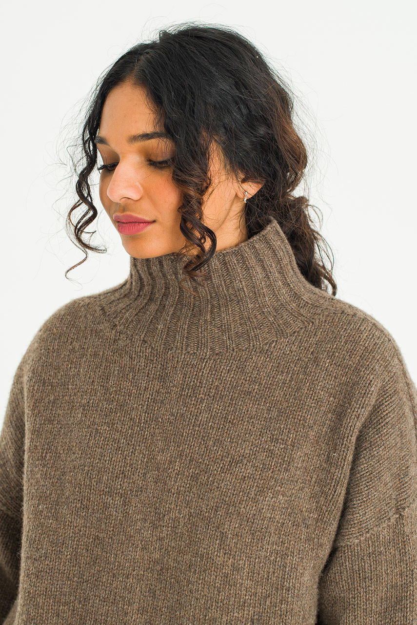 Loose Fit Soft Knit, Brown Melange