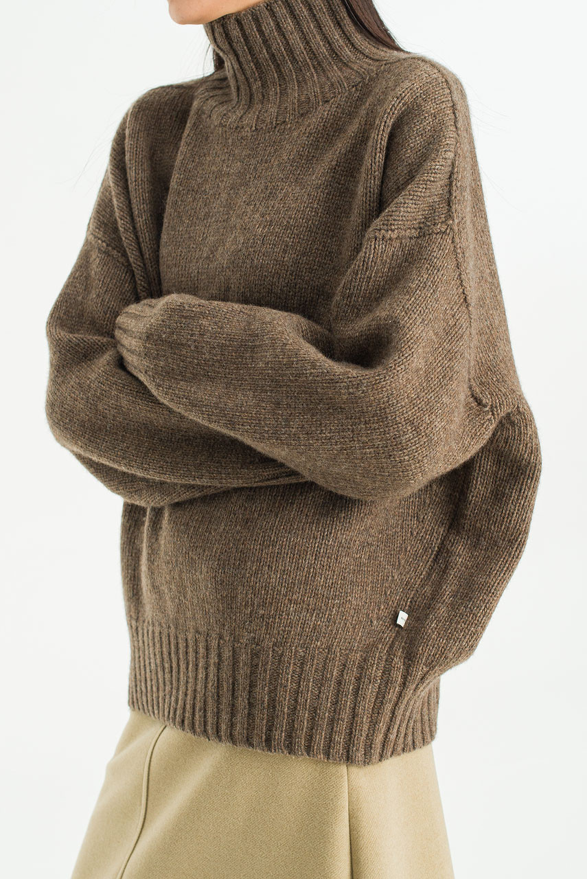 Loose Fit Soft Knit, Brown Melange