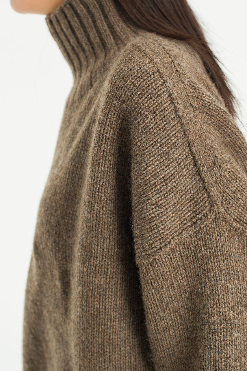 Loose Fit Soft Knit, Brown Melange