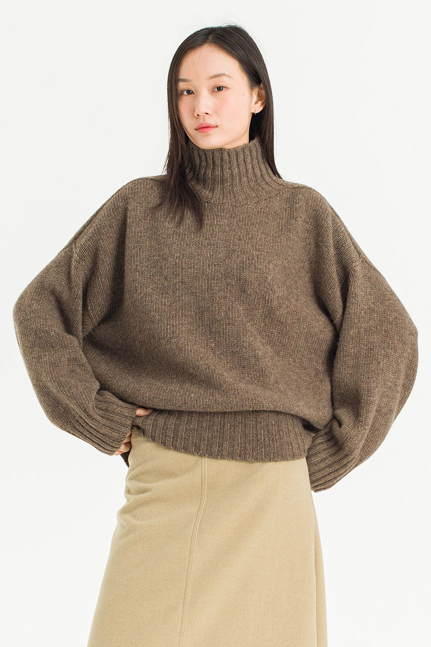Loose Fit Soft Knit, Brown Melange