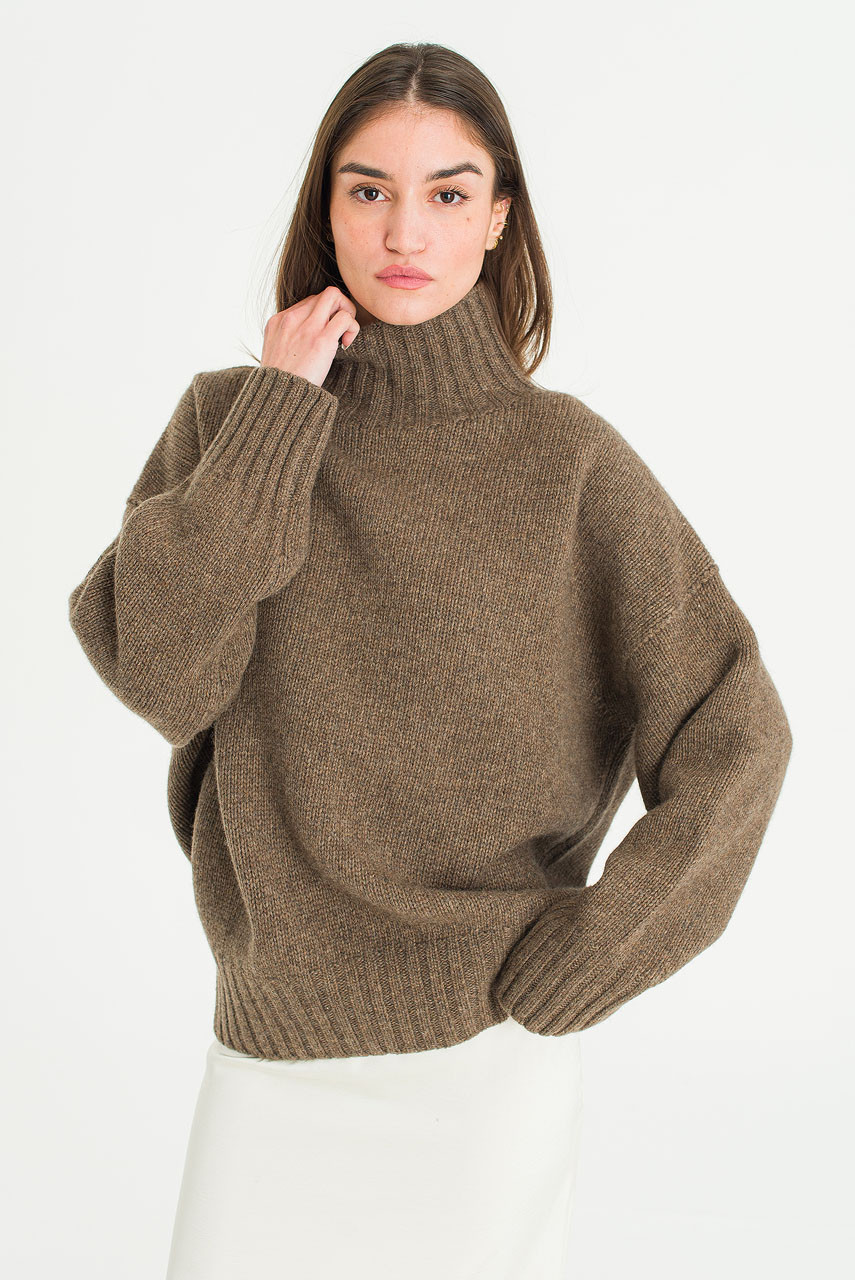 Loose Fit Soft Knit, Brown Melange