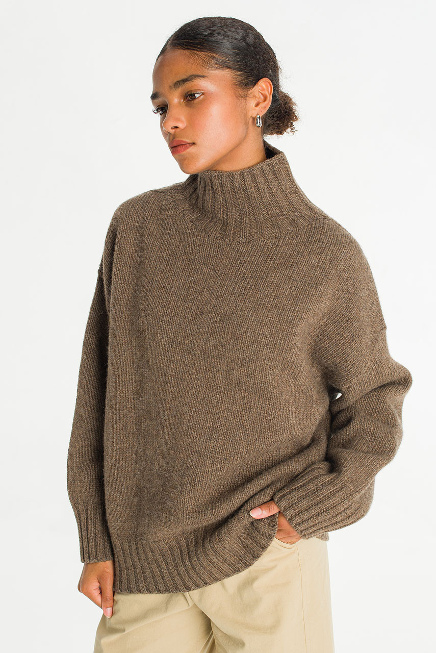 Loose Fit Soft Knit, Brown Melange