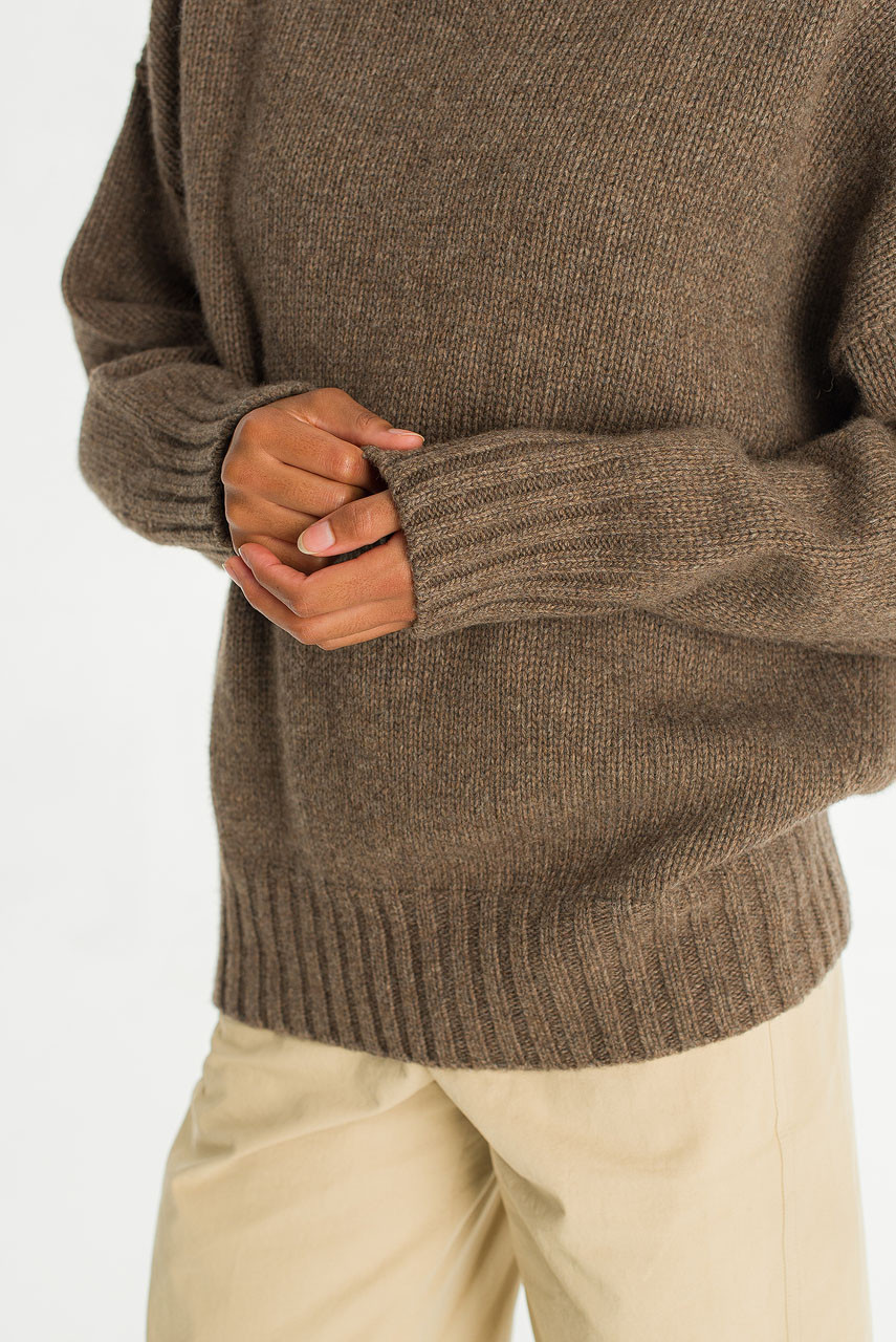 Loose Fit Soft Knit, Brown Melange