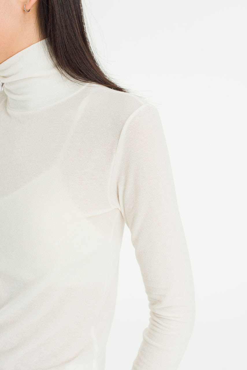 Soft Mock Neck Tee, Ivory