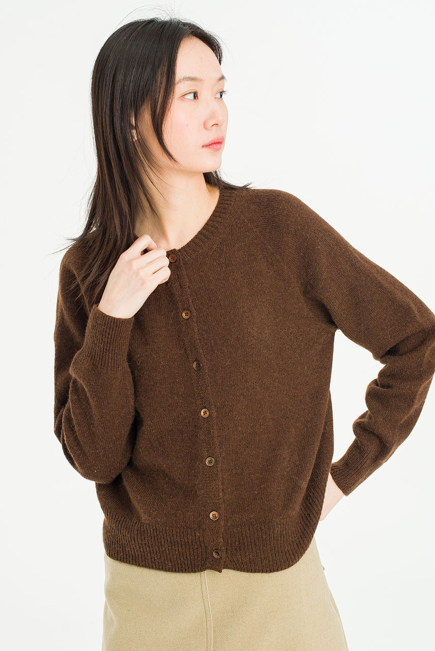 Rove Simple Cardigan & Scarf Set, Brown