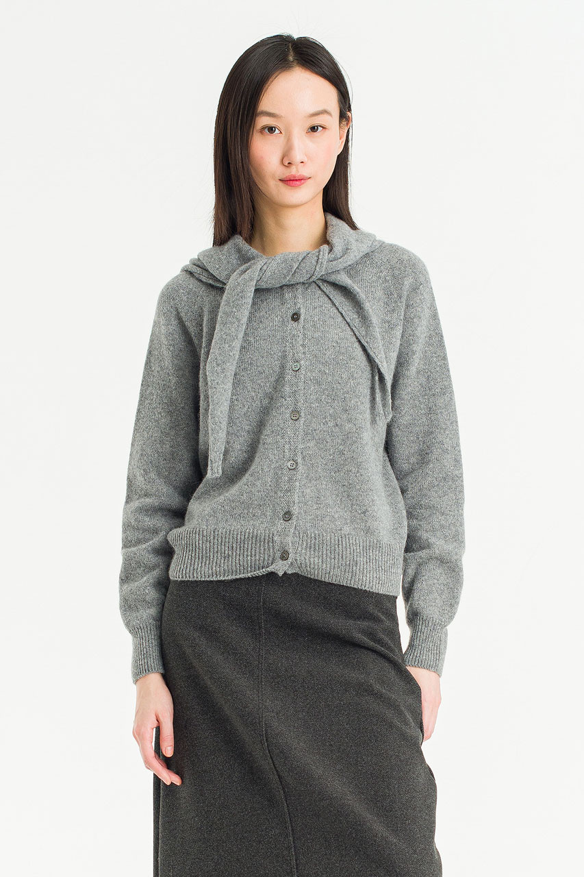 Rove Simple Cardigan & Scarf Set, Grey