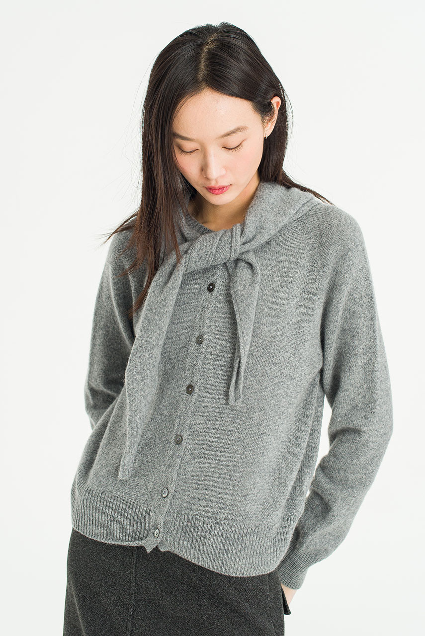 Rove Simple Cardigan & Scarf Set, Grey