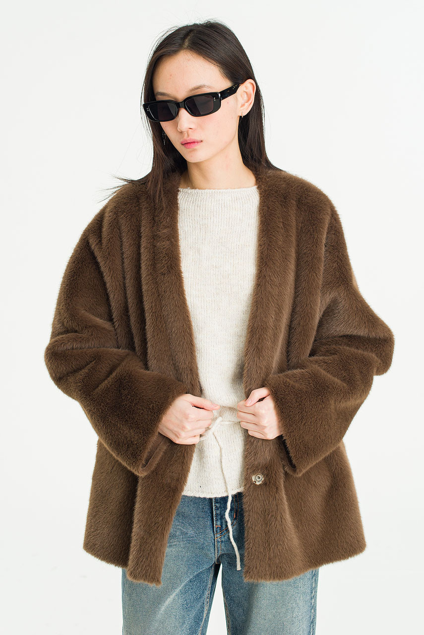 Marlow Faux Fur Jacket, Brown