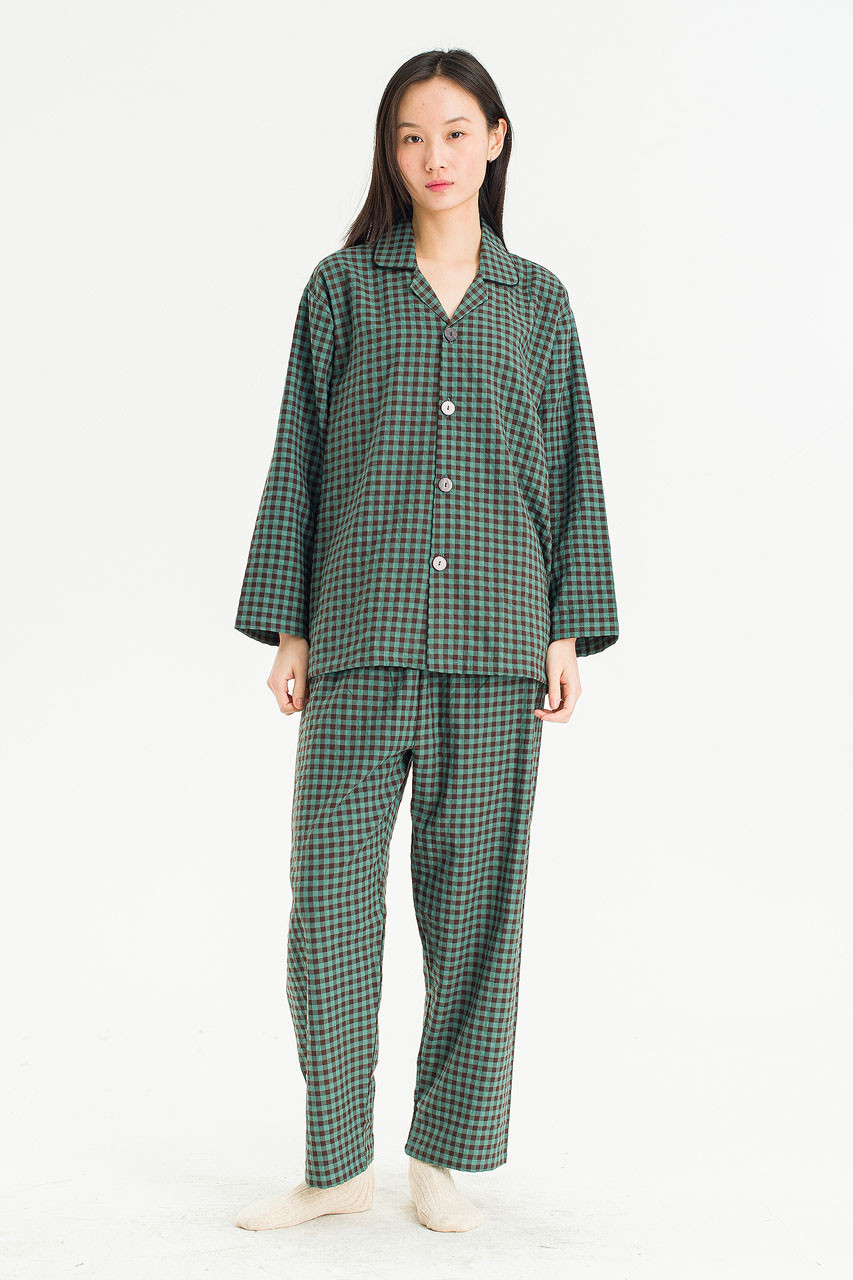 Slow Gingham Check Pyjamas, Green