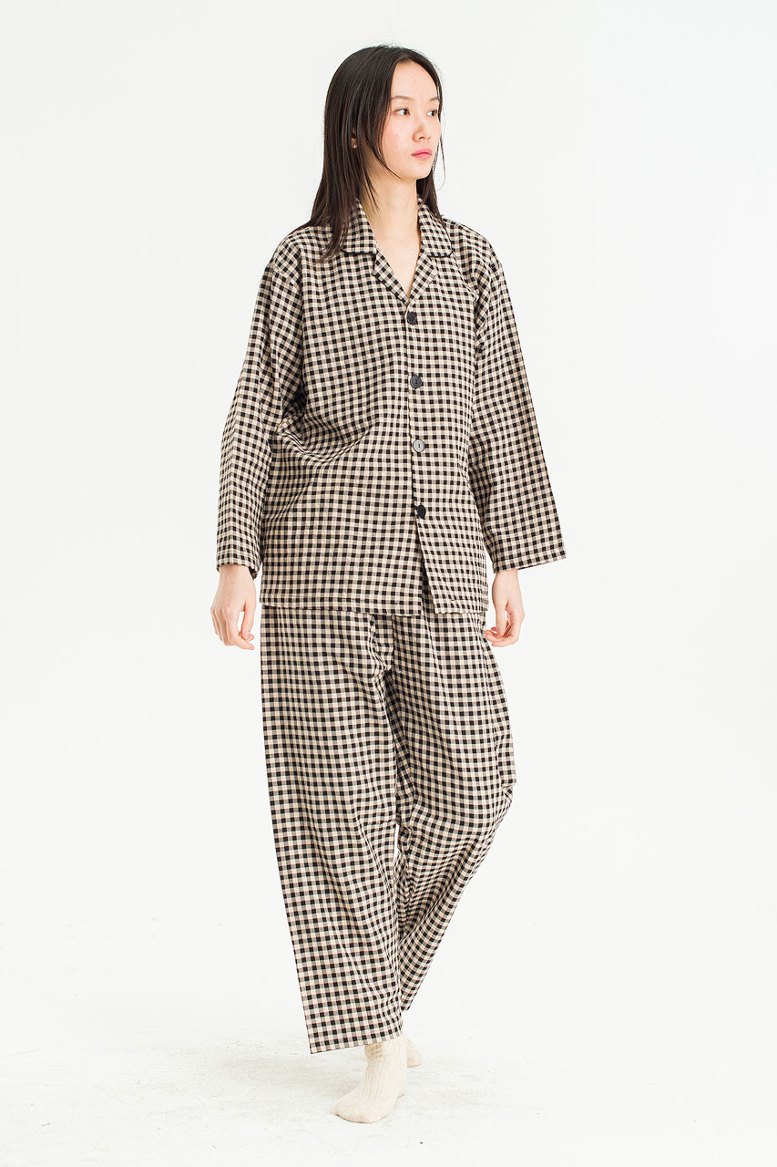 Slow Gingham Check Pyjamas, Black