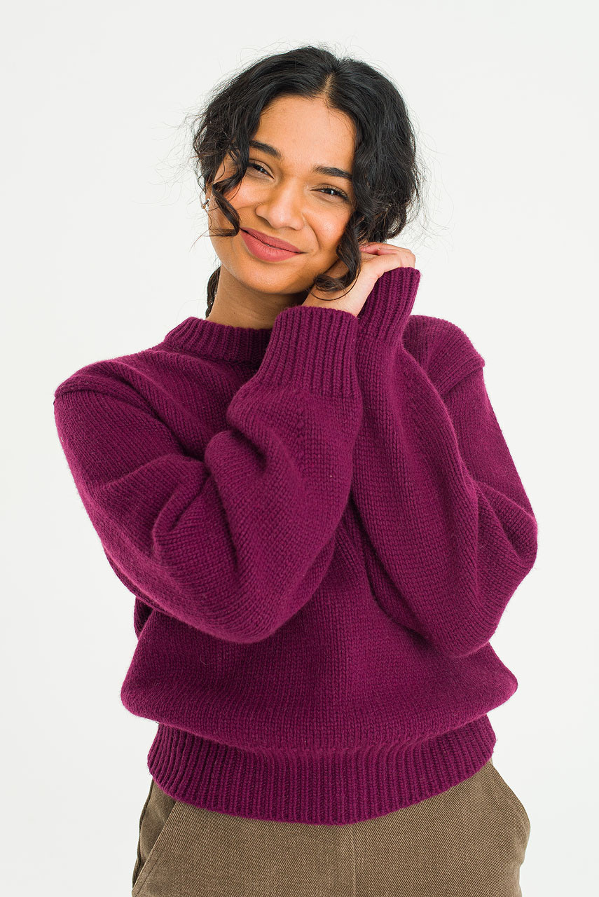 Serif Crew Neck Jumper, Burgundy