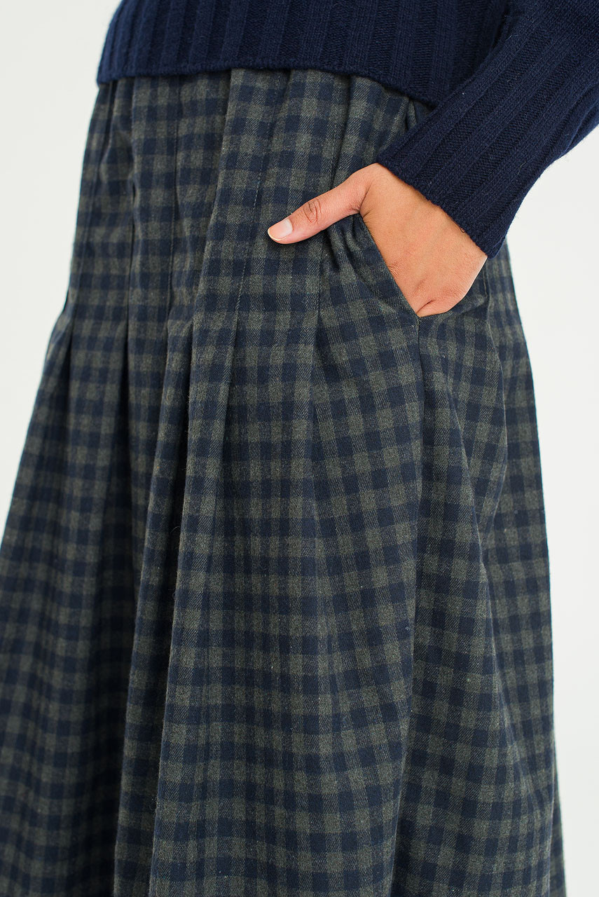 Via Check Skirt, Navy