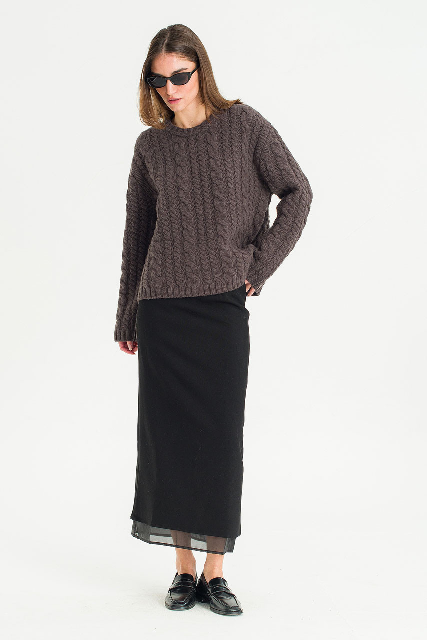 Silent Loose Cable Jumper, Brown