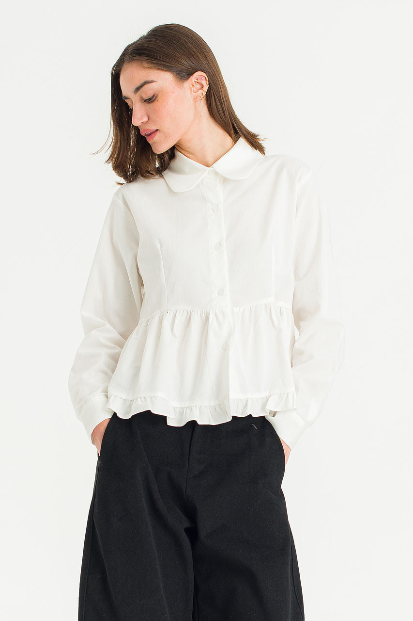 Via Frill Detail Blouse, Ivory