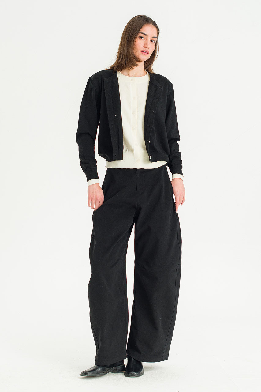 Serif Layered Cardigan, Black