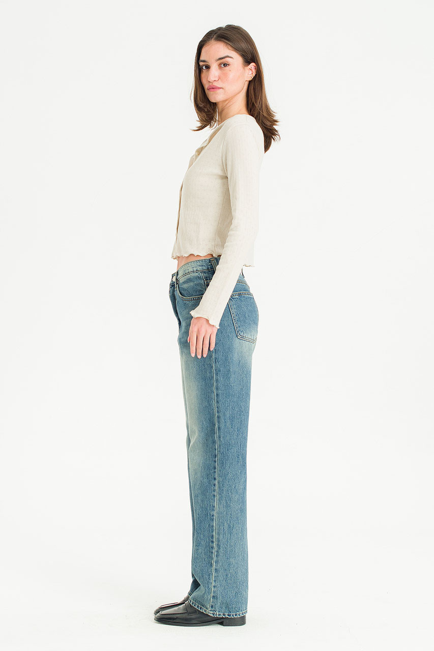 Vale Loose Straight Denim Jean, Mid Blue