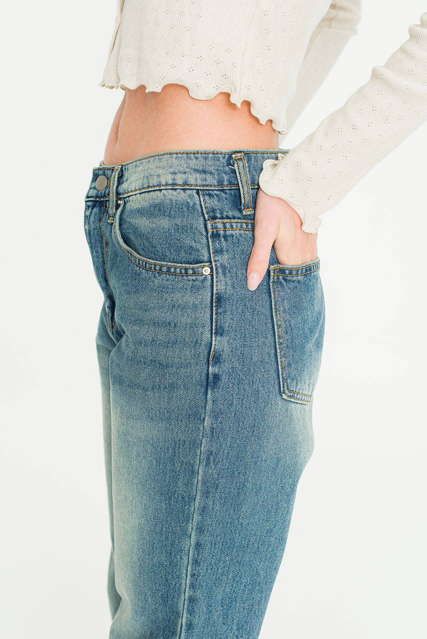 Vale Loose Straight Denim Jean, Mid Blue