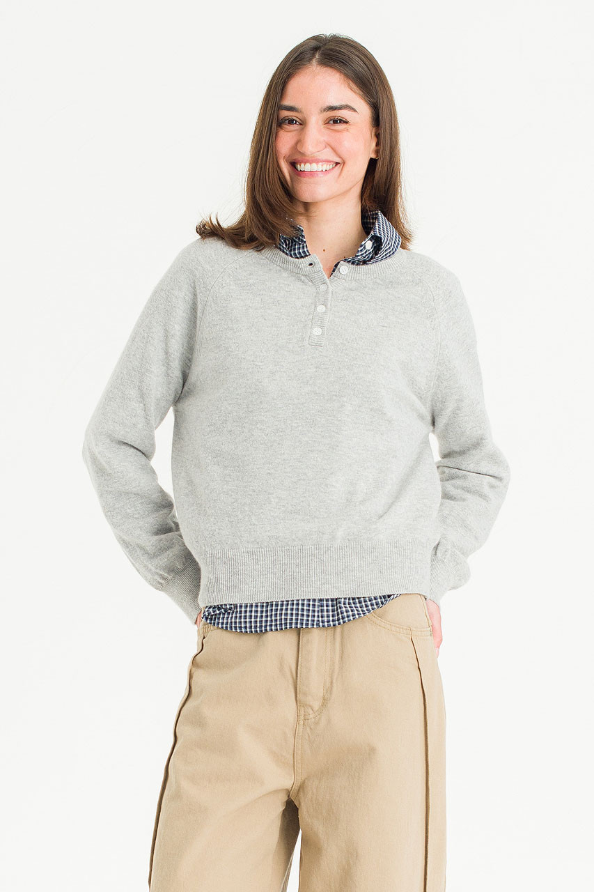 Marlow Button Knit Jumper, Grey