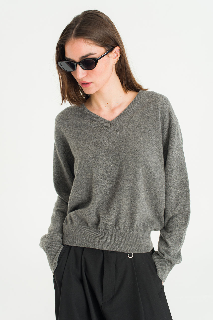 Ever V Neck Jumper, Charcoal