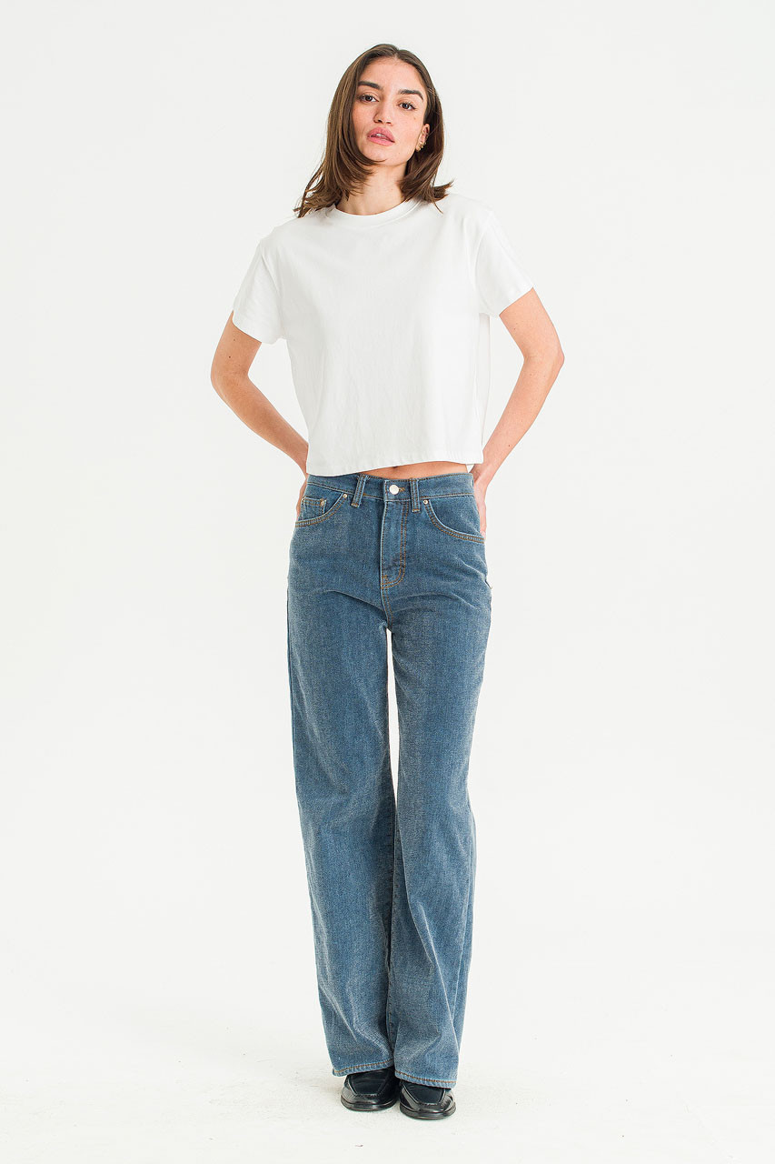 Aire Wide Denim Jean, Mid Blue