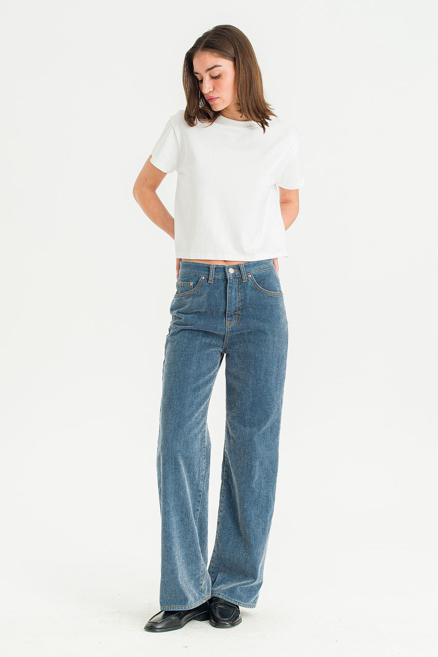 Aire Wide Denim Jean, Mid Blue