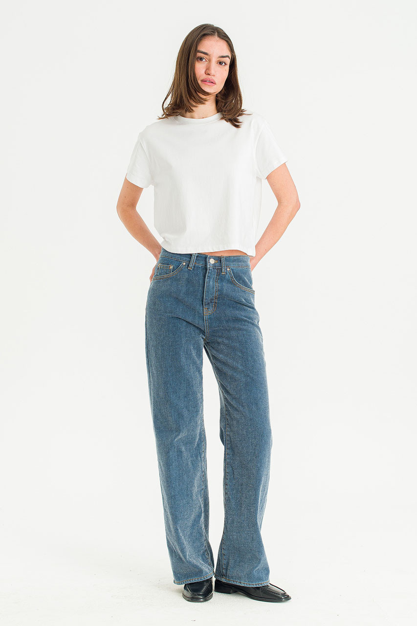 Aire Wide Denim Jean, Mid Blue