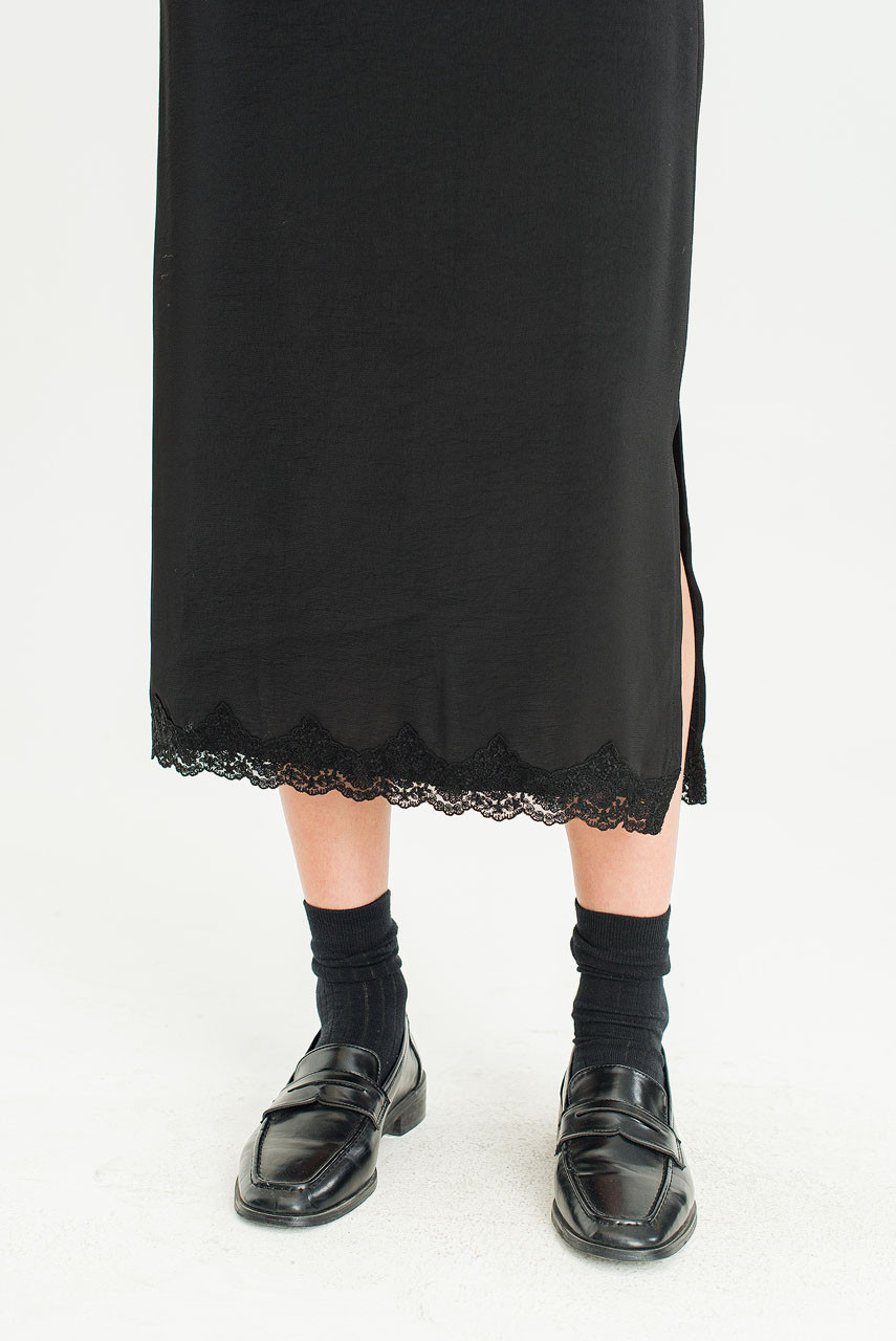Mid Length Lace Skirt, Black