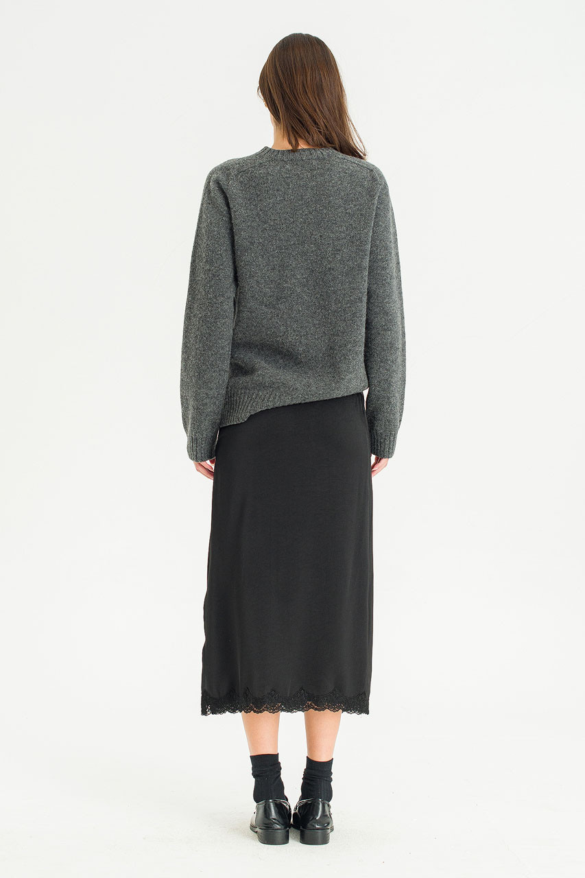 Mid Length Lace Skirt, Black