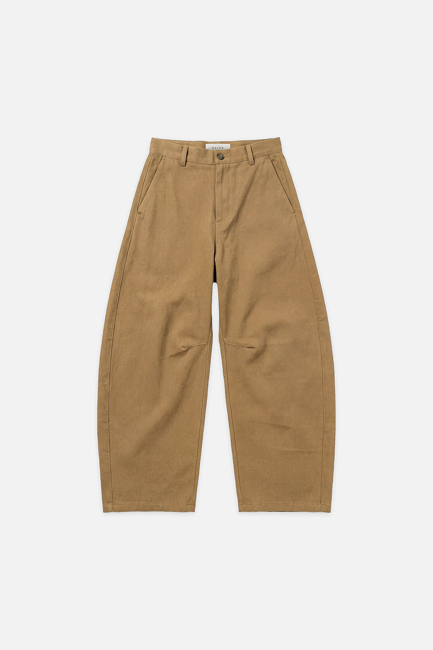 Unisex Curved Velvet Cotton Pants, Dark Beige