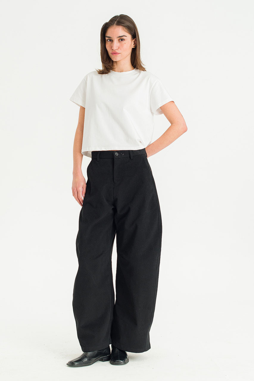 Unisex Curved Velvet Cotton Pants, Black