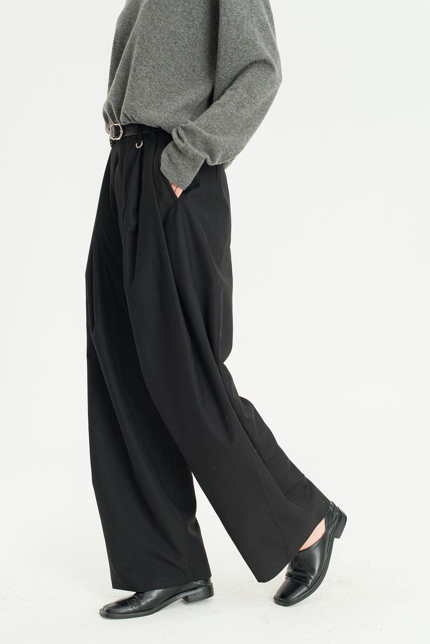 Unisex Pintuck Pants, Black