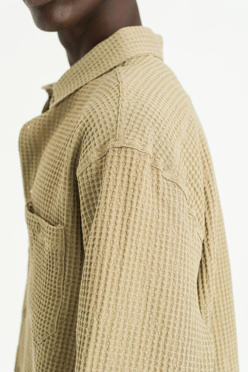 Menswear | Cropped Honeycomb Shirt, Khaki