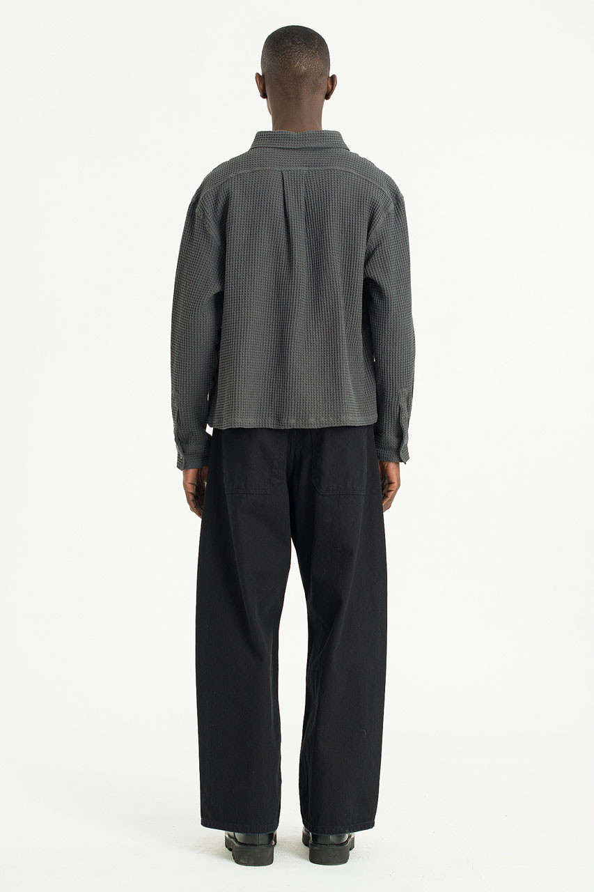 Menswear | Cropped Honeycomb Shirt, Charcoal