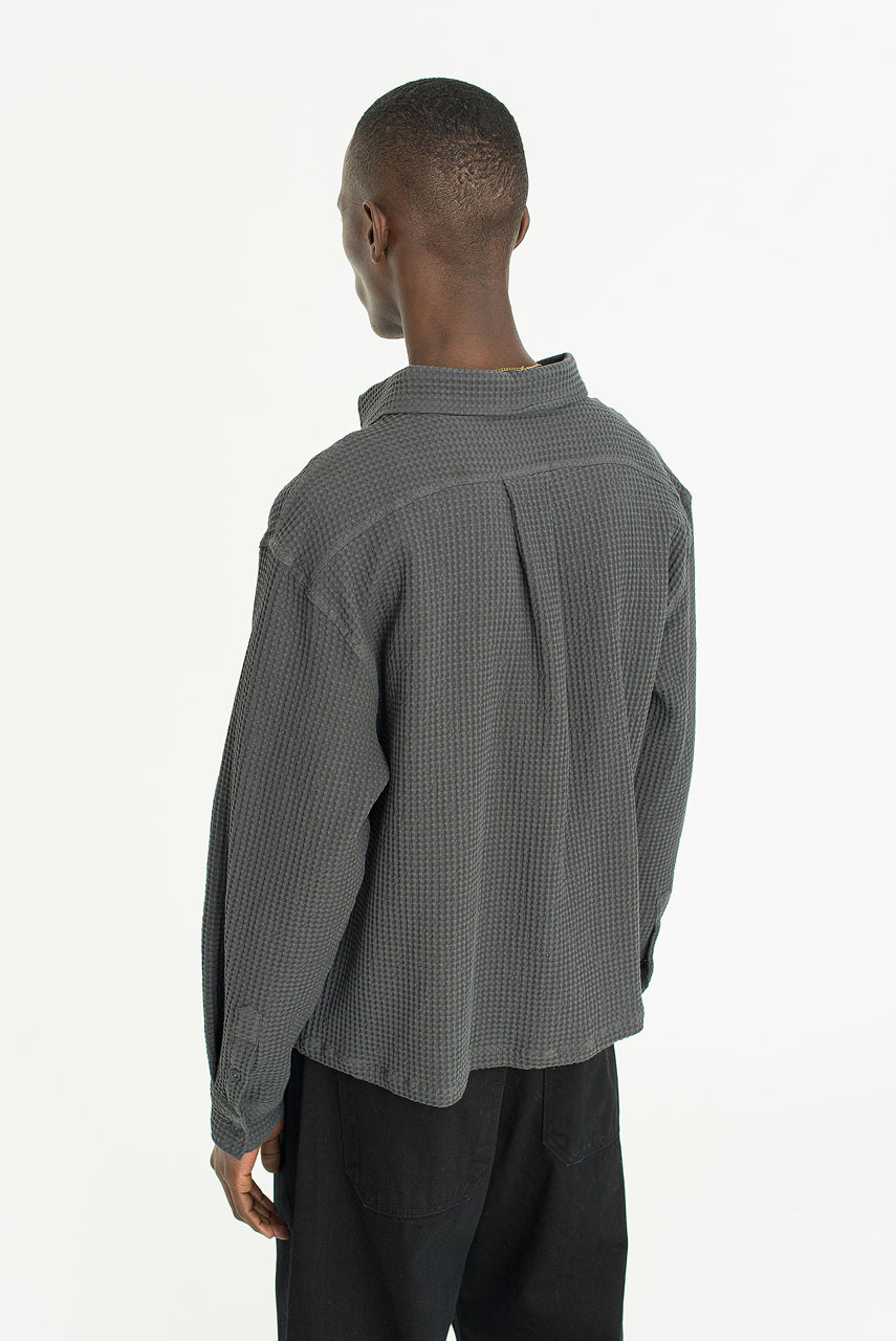 Menswear | Cropped Honeycomb Shirt, Charcoal