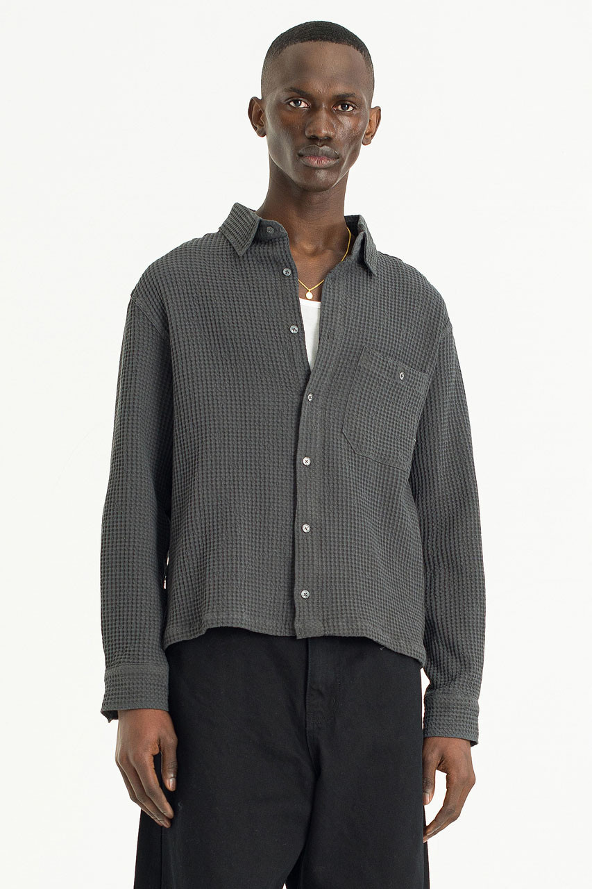 Menswear | Cropped Honeycomb Shirt, Charcoal