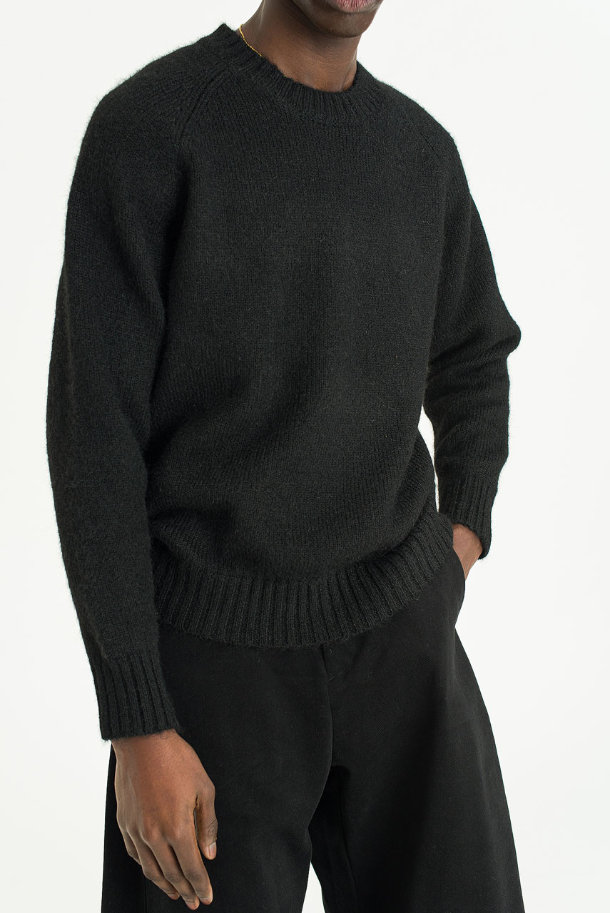 Menswear | Raglan Boucle Knit, Black