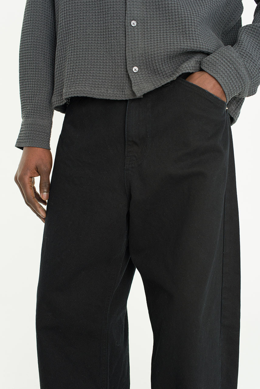 Menswear | Curved Twill Pants, Black