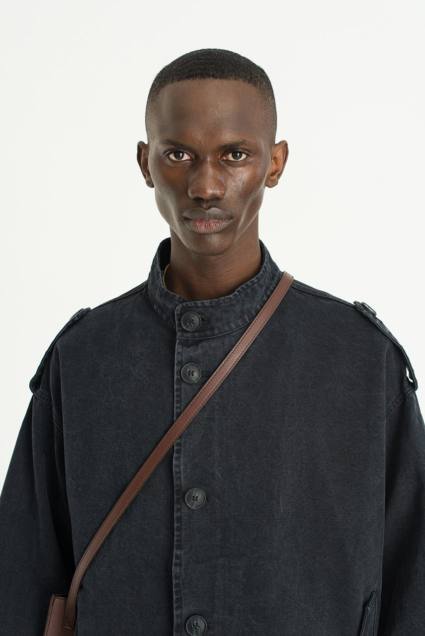 Menswear | Distressed Military Jacket, Black