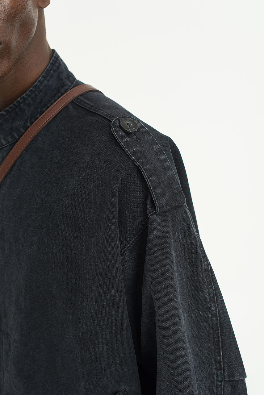 Menswear | Distressed Military Jacket, Black