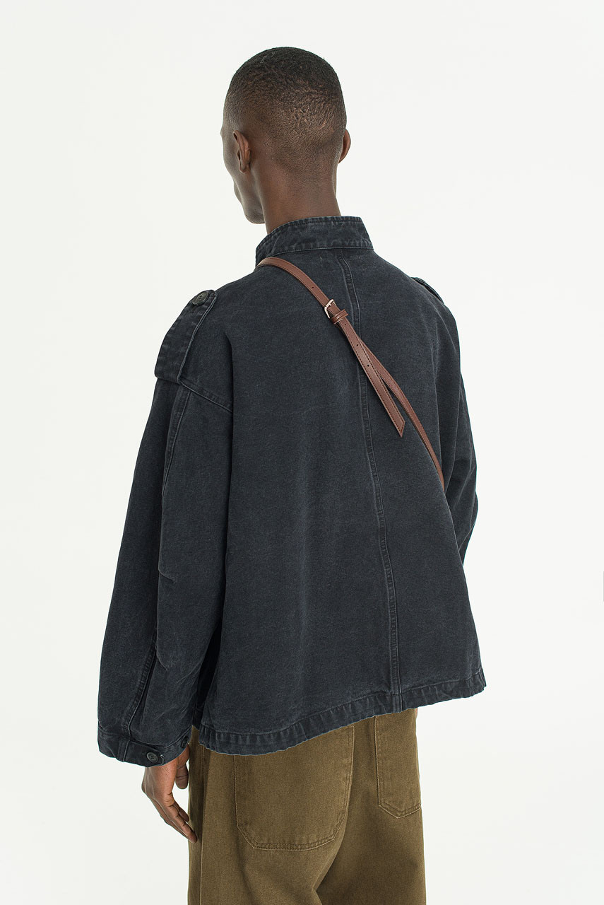 Menswear | Distressed Military Jacket, Black