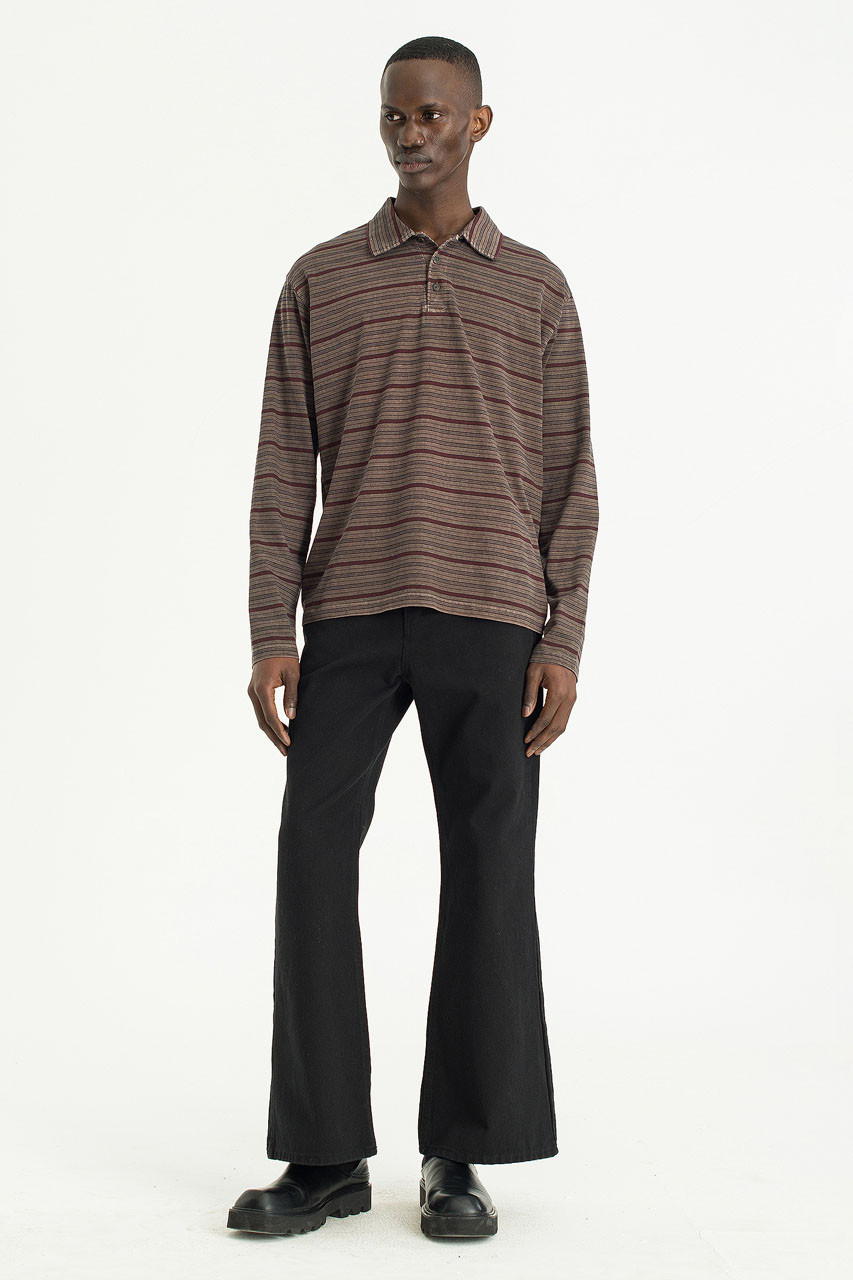 Menswear | Pigment-Dyed Striped T-Shirt, Brown