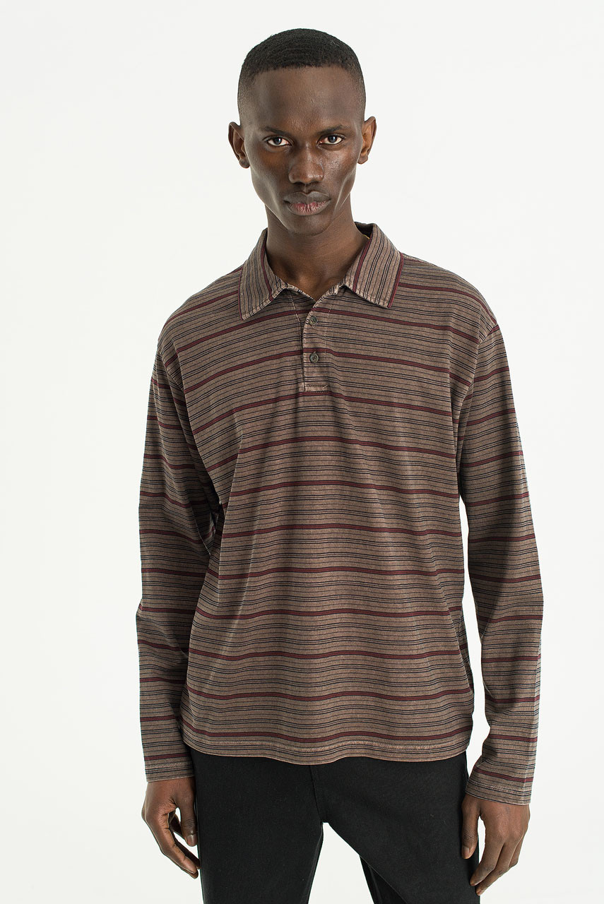 Menswear | Pigment-Dyed Striped T-Shirt, Brown